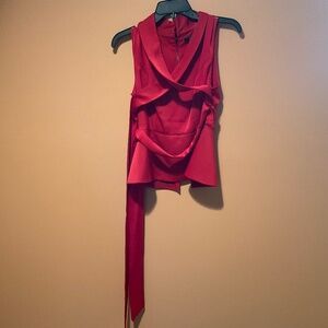 BCBG RED SILK/ SATIN TOP